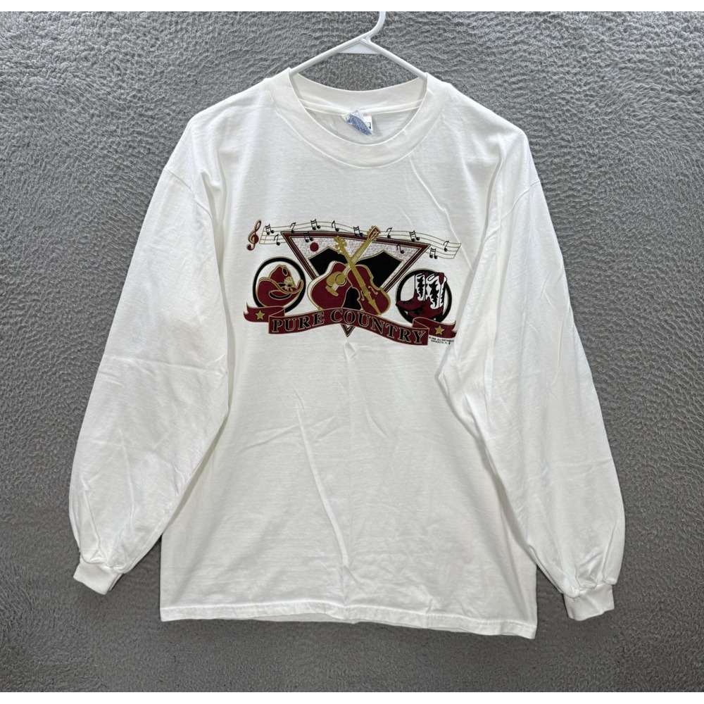 Vintage Hanes Shirt Adult Large White Crewneck Country Music Festival 90s Y2K